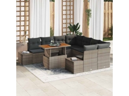 Vidaxl Conjunto De Sofá De Jardim 9 Unid. Cinza E Marrom
