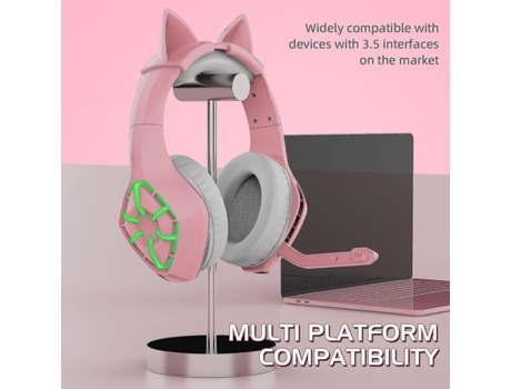 Spguard Fone de Ouvido para Jogos com Fio Fone de Ouvido de Gato Fones de Ouvido de Computador Bonitos Pink