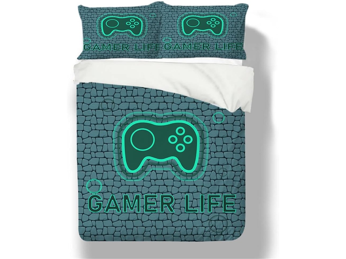 Capa de Edredom com Estampa Gamepad em MICROFIBRA 135x200cm MAISON EXCLUSIVE