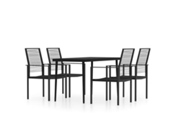 Dining Set, Dining Sets Vidaxl Preto Aço (mesa Com 140 Cm De Comprimento)