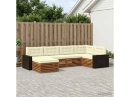 Vidaxl Conjunto De Sofás Para Exterior 6 Unid. Natural E Creme