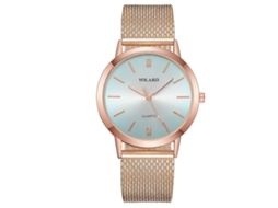 Relógio Feminino Yolako de Quartzo com Pulseira de Plástico e Strass Rose Gold Light Blue
