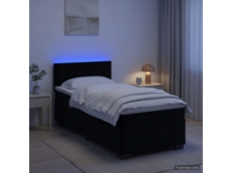 Vidaxl Cama Box Spring Com Colchão E Led Preto 80 X 200 Cm Veludo