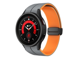 Bracelete Silicone Dual Color com Fivela Magnética para Samsung Galaxy Watch 6/6 Classic Cinza + Laranja XIAOMOYU