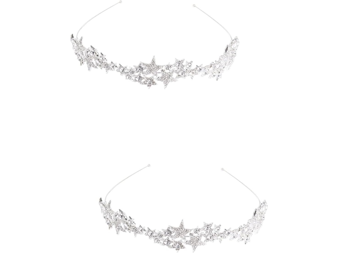 Tiara De Estrela Com Strass, 2 Peças, Para Casamento, Elegante Coroa Feita À Mão Para Mulheres, Acessório.