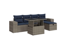 Maison Exclusive - 6 Pcs Conj. Sofás Jardim C/ Almofadões Vime Pe/acácia Castanho