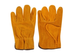 Luvas de trabalho em couro bovino resistente ao calor para soldadores e motoristas (amarelas)