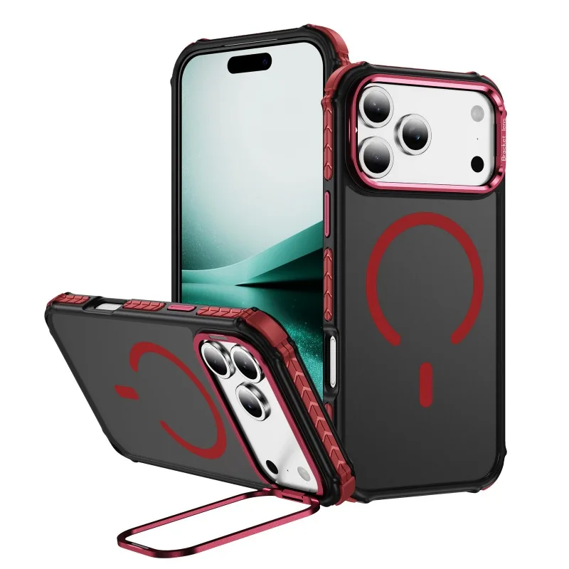 (vermelho, Iphone 16) Capa Fosca, À Prova De Choque, Carregamento Magnético, Suporte Para Lente