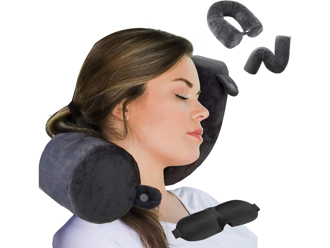 Travesseiro De Viagem Twist Em Espuma Viscoelástica Com Suporte Para Pescoço, Queixo, Ombros, Lombar E Pernas, Ideal Viagens Avião Aquaforge
