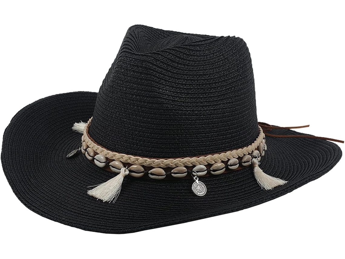 Chapéu De Palha Dobrável Feminino, Chapéu De Praia Masculino, Chapéu De Jardim Com Cordão, Preto