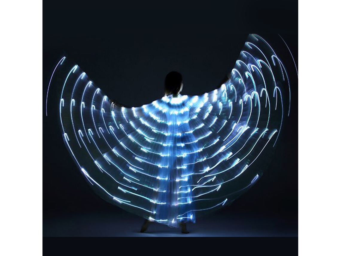 Asa Iluminada Led 9.8ft para Dança do Ventre Adulto com Hastes Telescópicas Branco Carnaval S/MARCA