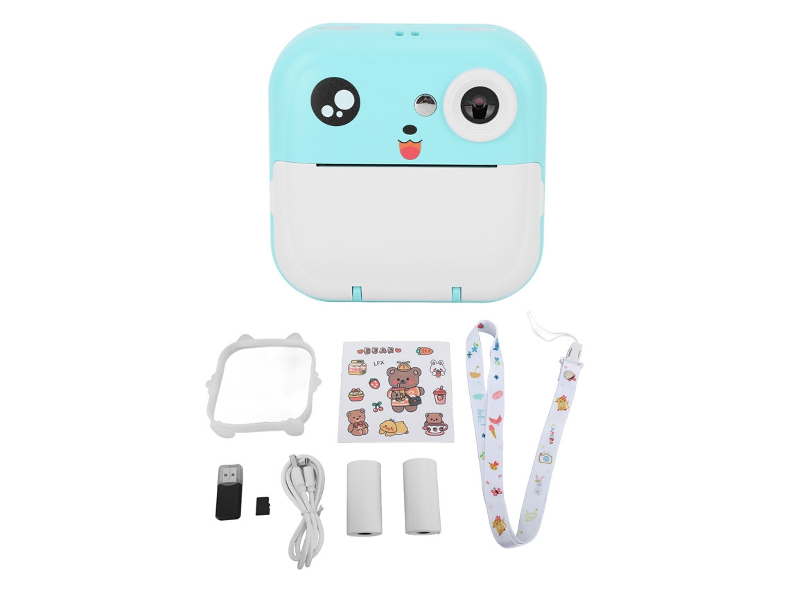 Ats câmera Instantânea Hd para Crianças com Batseria Longa, Frontal e Traseira, Brinquedo Presente Azul