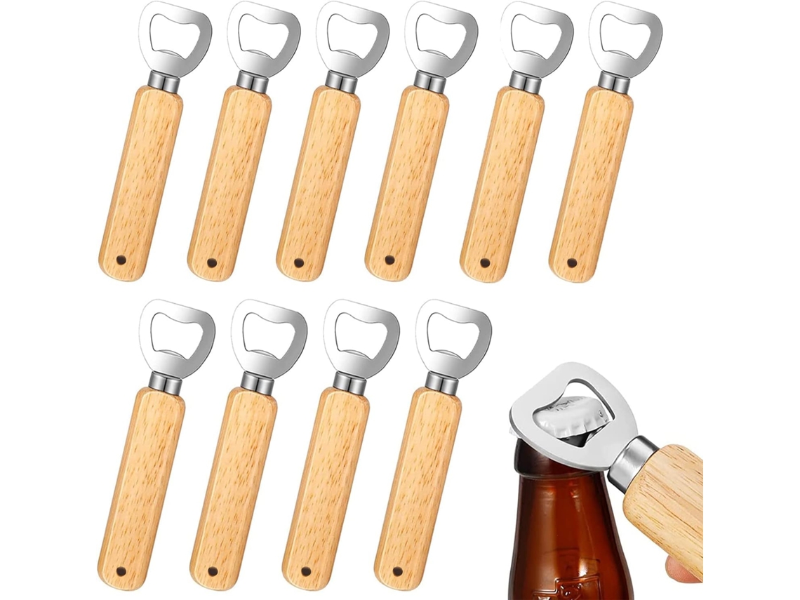 Abridor De Garrafas, Conjunto De 10 Peças Com Cabo De Madeira, Durável E Portátil, Ideal Para Cerveja E Cerveja. Presente Perfeito Homens