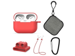 Conjunto de 5 acessórios para AirPods Pro: capa protetora de silicone, bolsa, Fivela, gancho e cordão anti-perda. GIECY