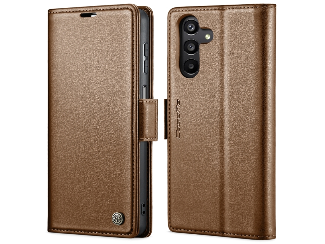 Capa Para Samsung Galaxy A24 4g Borboleta Fivela Litchi Textura De Telefone De Couro Rfid Antirroubo Marrom