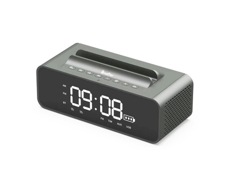 Alto-Falante Duplo Com Relógio Bluetooth Suporte Para Celular Despertador Com Espelho Led ZMING