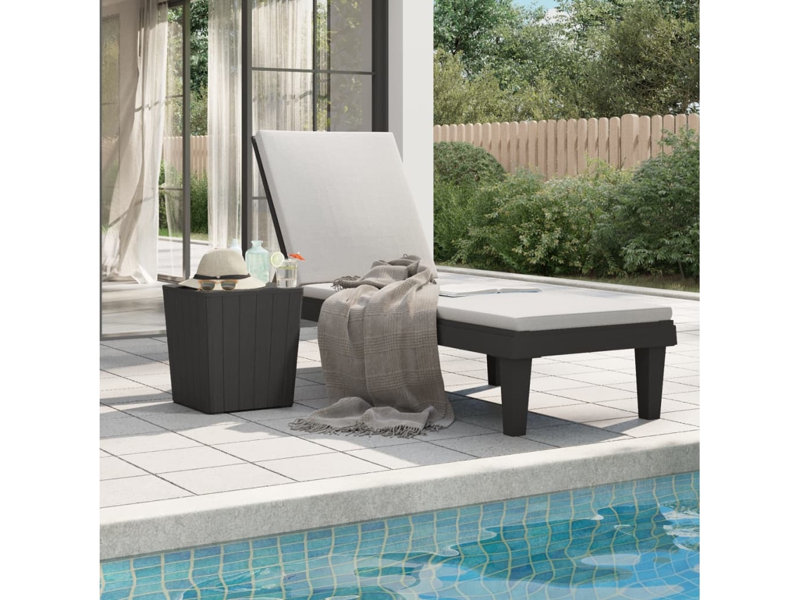 Vidaxl Espreguiçadeira 155x58x83 Cm Polipropileno Preto