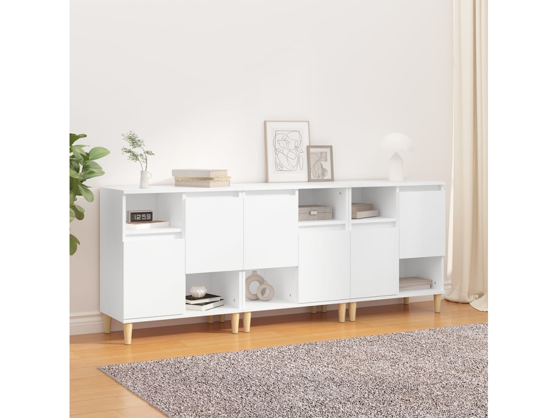 Vidaxl Aparadores 3 Pcs 60x35x70 Cm Derivados De Madeira Branco