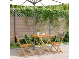 Vidaxl 3 Pcs Conjunto De Bistrô Polipropileno/madeira Maciça Cinzento