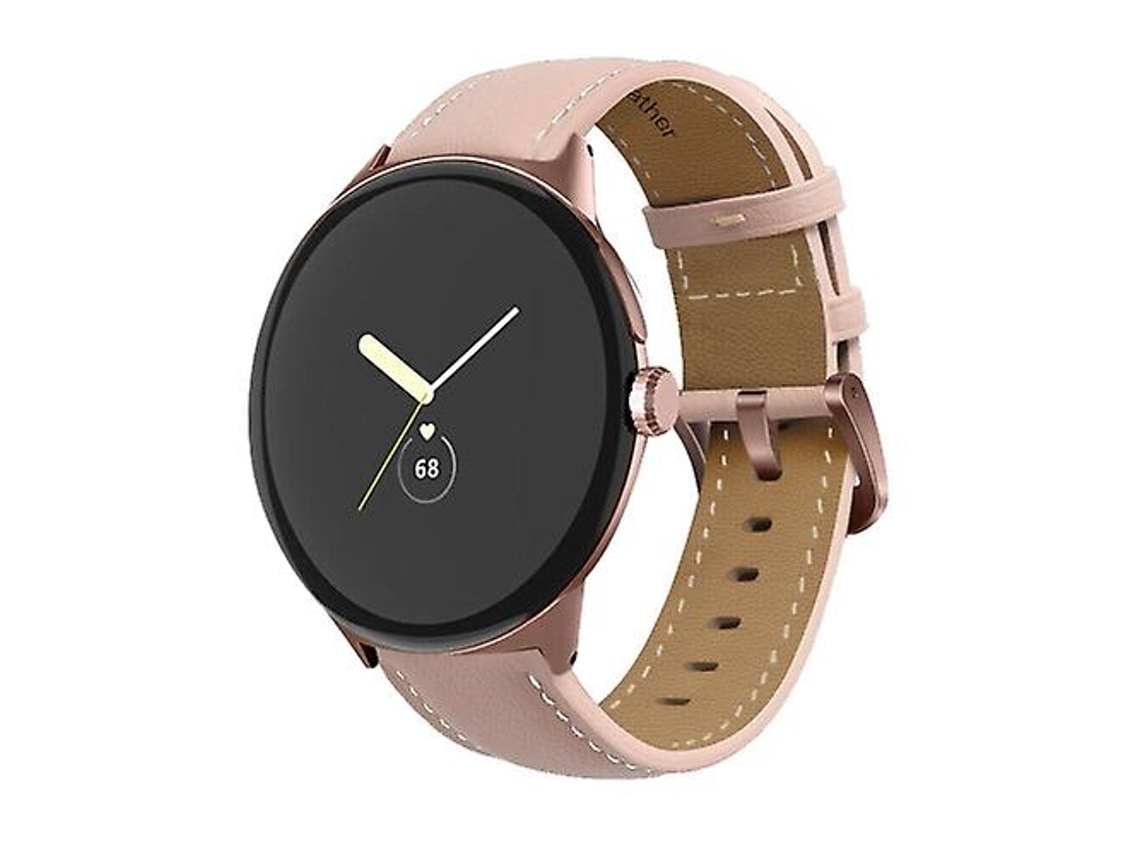 Bracelete de Smartwatch para Google Pixel Relógio Apontado Cauda Costura Pulseira de Relógio de Couro Genuíno Rosa Ouro-Rosa VENISYMLIS