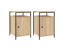 Bedside Cabinet, Bedside Cabinets Vidaxl Marrom Madeira Processada (n/a)