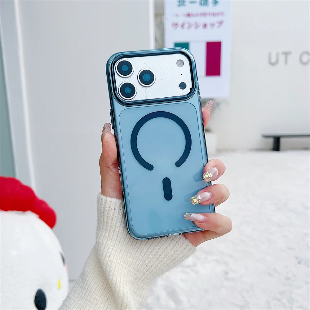 (iphone 13 Pro, Azul) Capa Magnética Transparente Para Iphone, Compatível Com Magsafe.