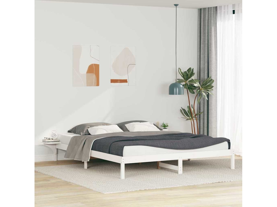 Vidaxl Cama Com Mesas Laterais Branco 180 X 210 Cm