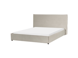 Cama de Água BELIANI Lavaur de Veludo Taupe 160x200