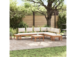 Vidaxl Conjunto De Sofá De Jardim 4 Pcs Marrom E Creme