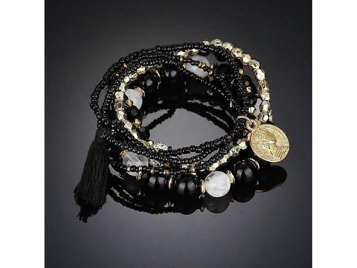 Pulseira Boho Multicamadas De Ágata, Turquesa E Cristal Com Contas Estilo Imperdível Nostalgia88
