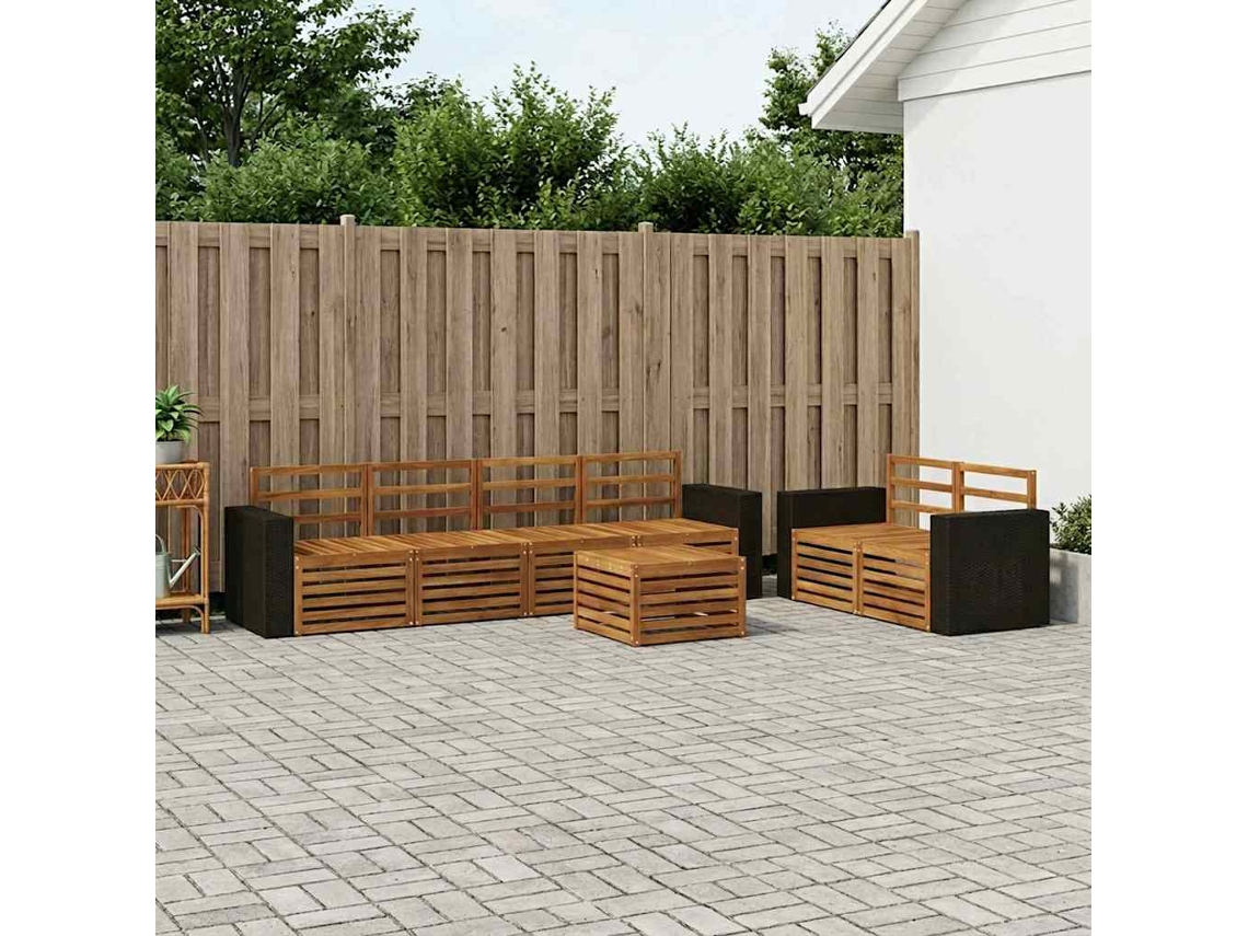 Vidaxl Conjunto De Sofás Para Exterior 7 Unid. Natural