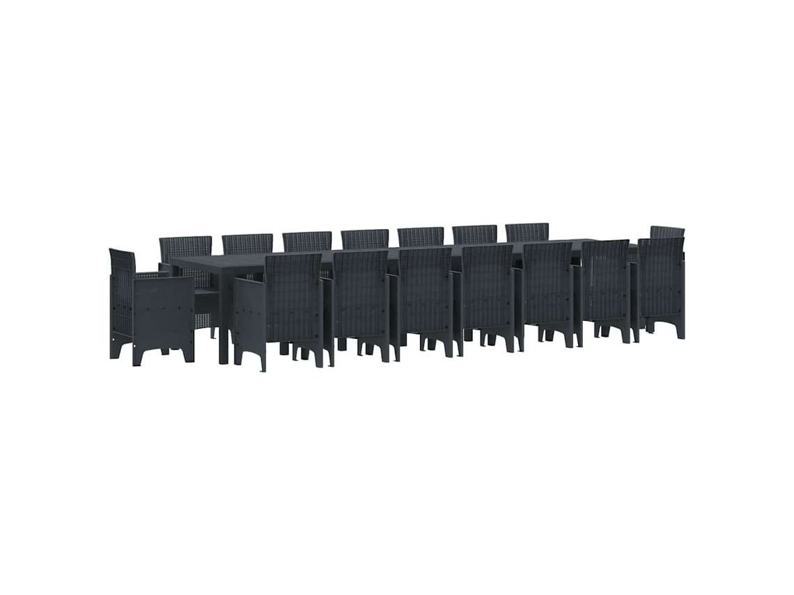 Conjunto 17 Móveis De Jardim Vidaxl Antracite Polipropileno (400 X 100 X 73 Cm)