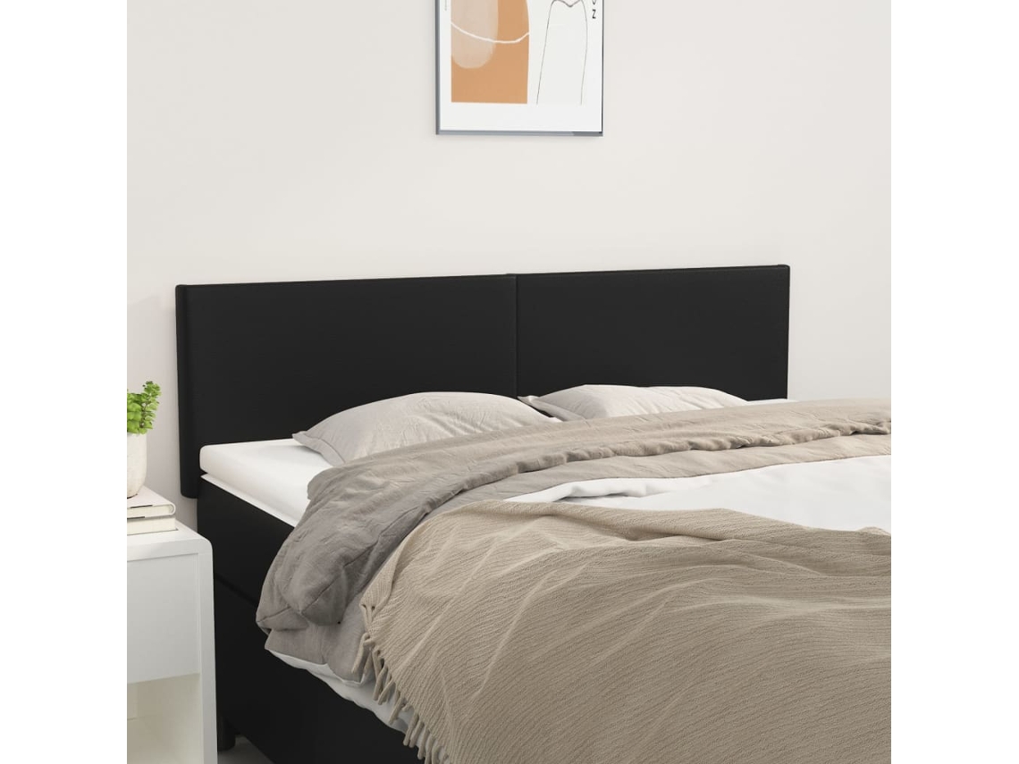 Cabecero de 2 piezas de piel sintética, 72 x 5 x 78/88 cm, color negro