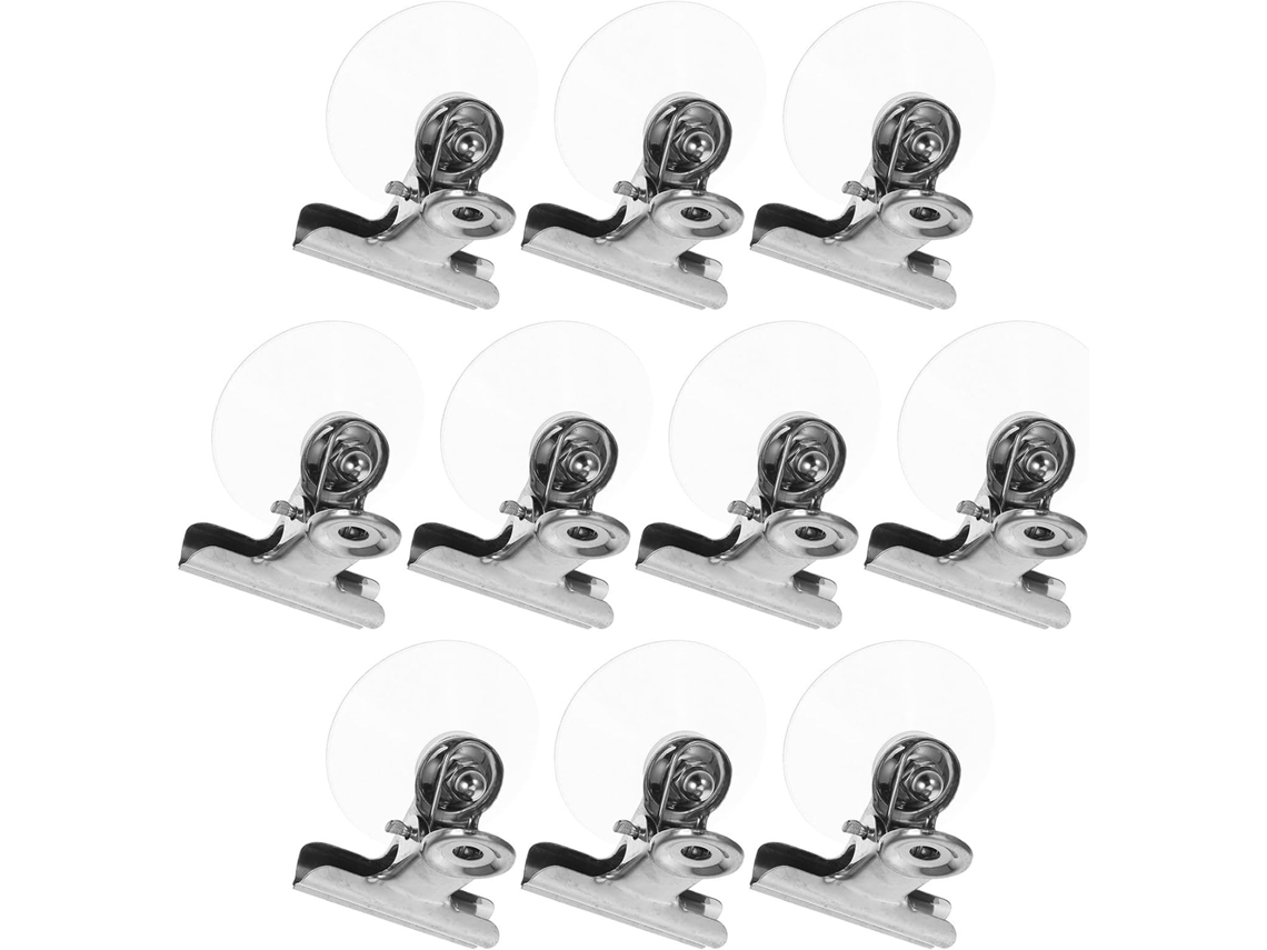 Suporte Com Ventosas Para Janelas E Pelhos, 10 Presilhas Metálicas Resistentes, Ventosas 4,1cm, Para Uso Doméstico E