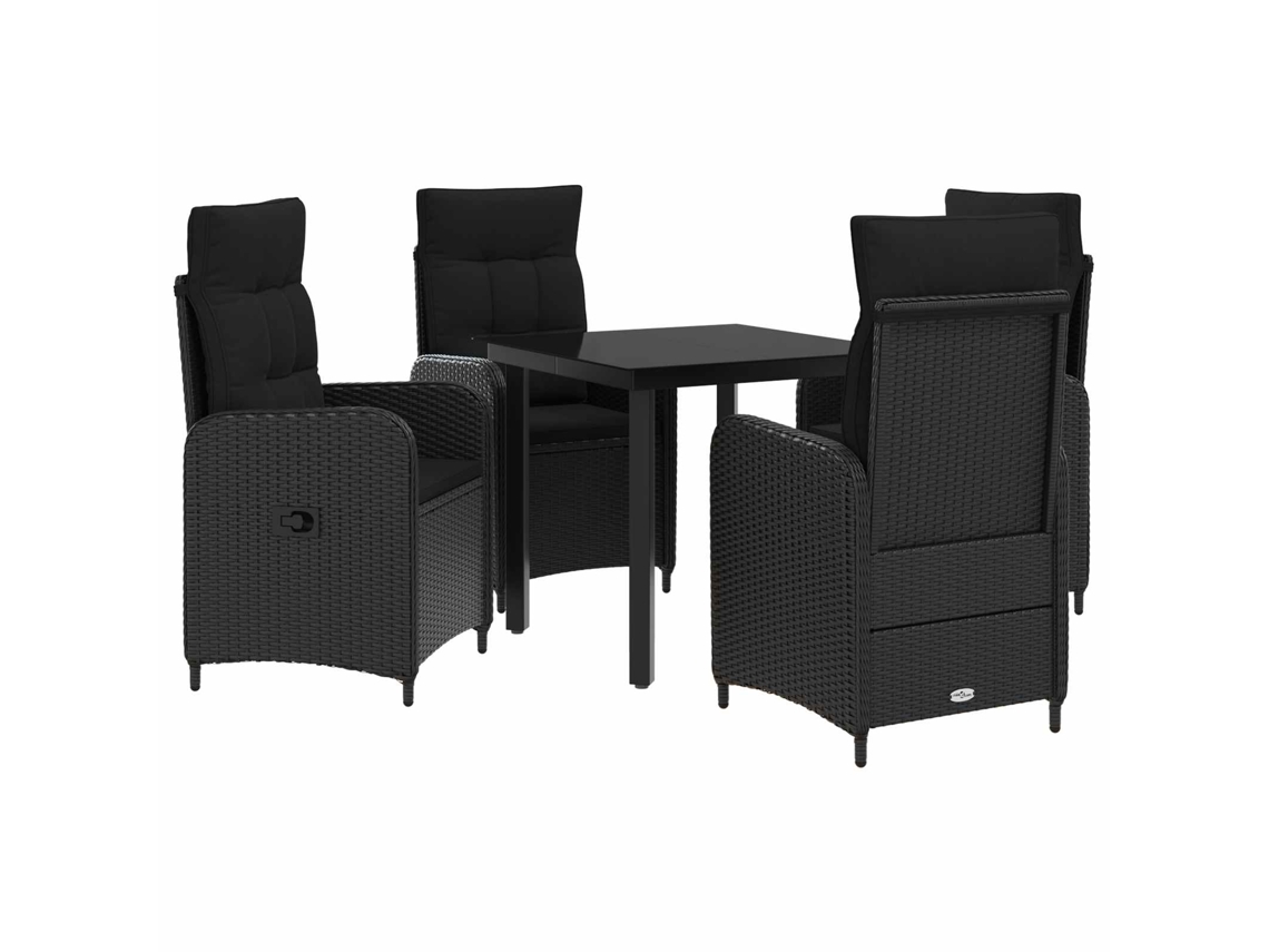 Vidaxl Conjunto De Mesa De Sofá Com Almofada 5 Pcs Preto