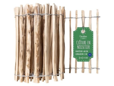 Cerca De Jardim Em Madeira De Avelaneira Creative Home | Altura 60 Cm Comprimento 5 M | Espaçamento Das Tábuas 3 5 Cm | Bordadura Para Relva