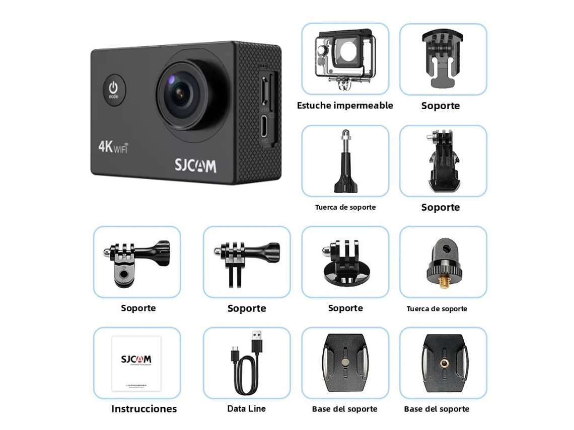 Câmera de Ação 4k, À Prova D'água Até 30 Metros, Wi fi 2.4g MDUG (kit)