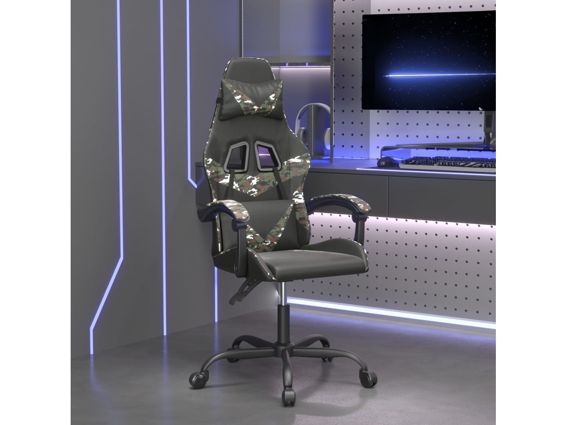 Vidaxl Cadeira Gaming Couro Artificial Preto E Camuflado