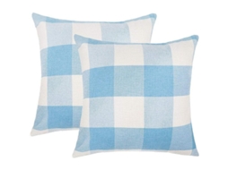 2026 2 Capas de Almofada Cuadradas Búfalo Rústico Tejido de Poliéster e Linho Azul Céu Branco 45x45cm Decoração de Verão Lar