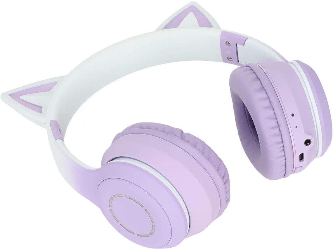 Fones De Ouvido Gamer Com Orelhas Gato, Sem Fio, Dobráveis, Com Luzes Led, Microfone Removível, Cabo De 3, 5mm, Arco De