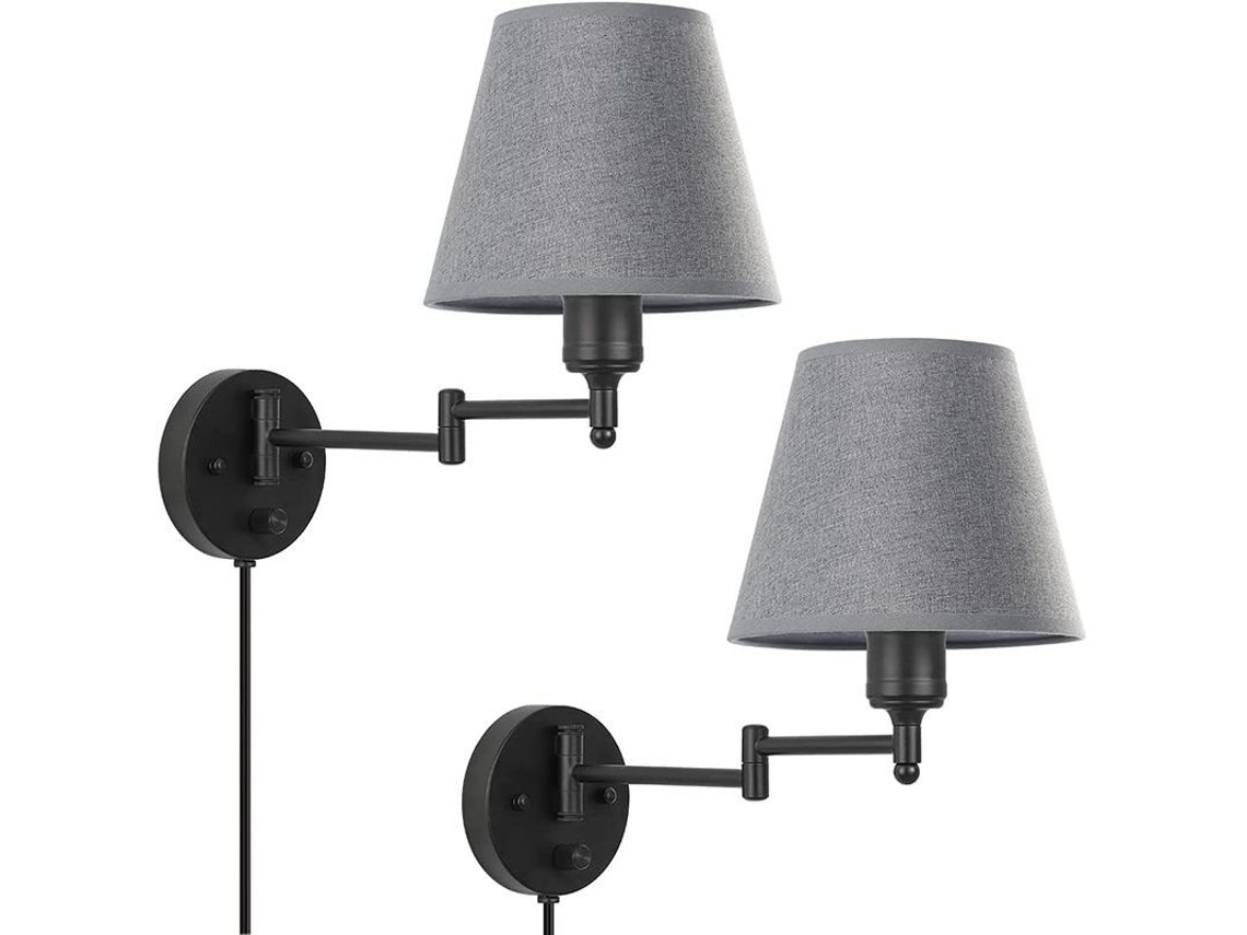 2 Lámparas De Pared Industriales, Aplique De Pared De Metal Para Dormitorio, Gris