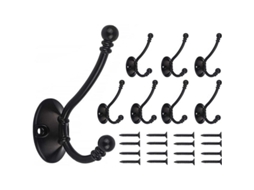 2026-8 Ganchos De Ropa Dobles Resistentes Linjou Para Puerta De Dormitorio, Baño, Cocina, Oficina (negro)