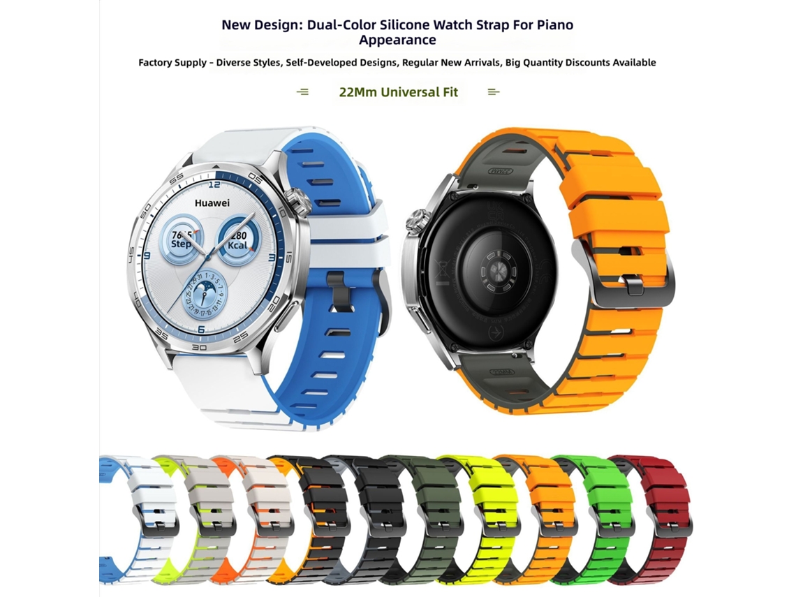 Pulseira de Silicone 22mm Compatível com Samsung, Garmin, Suunto, Honor, Huawei, Xiaomi, Amazfit, Huami Bicolor Piano CHABERLU