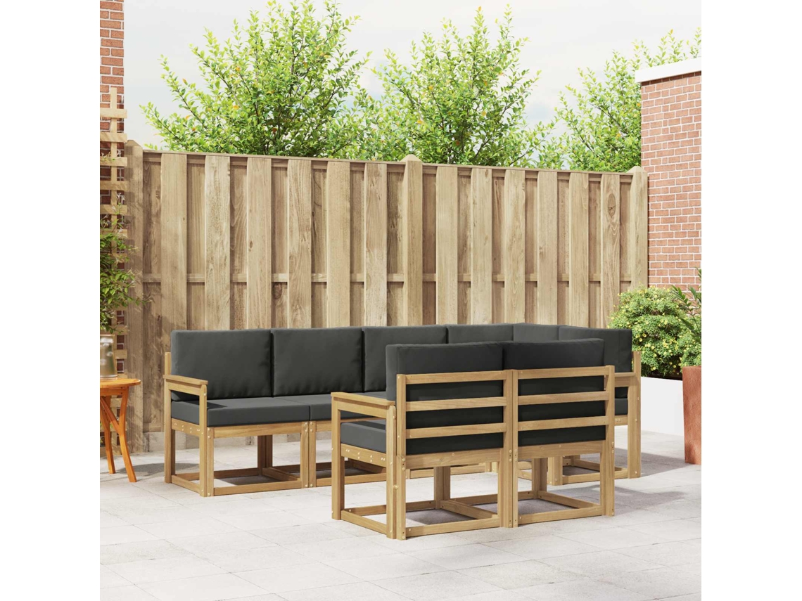 Vidaxl Conjunto De Sofás Para Exterior 7 Unid. Branco E Antracite