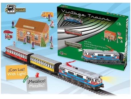 Pequetren Tren de Viajeros Con Luz Y Estación Colores Metálicos 302