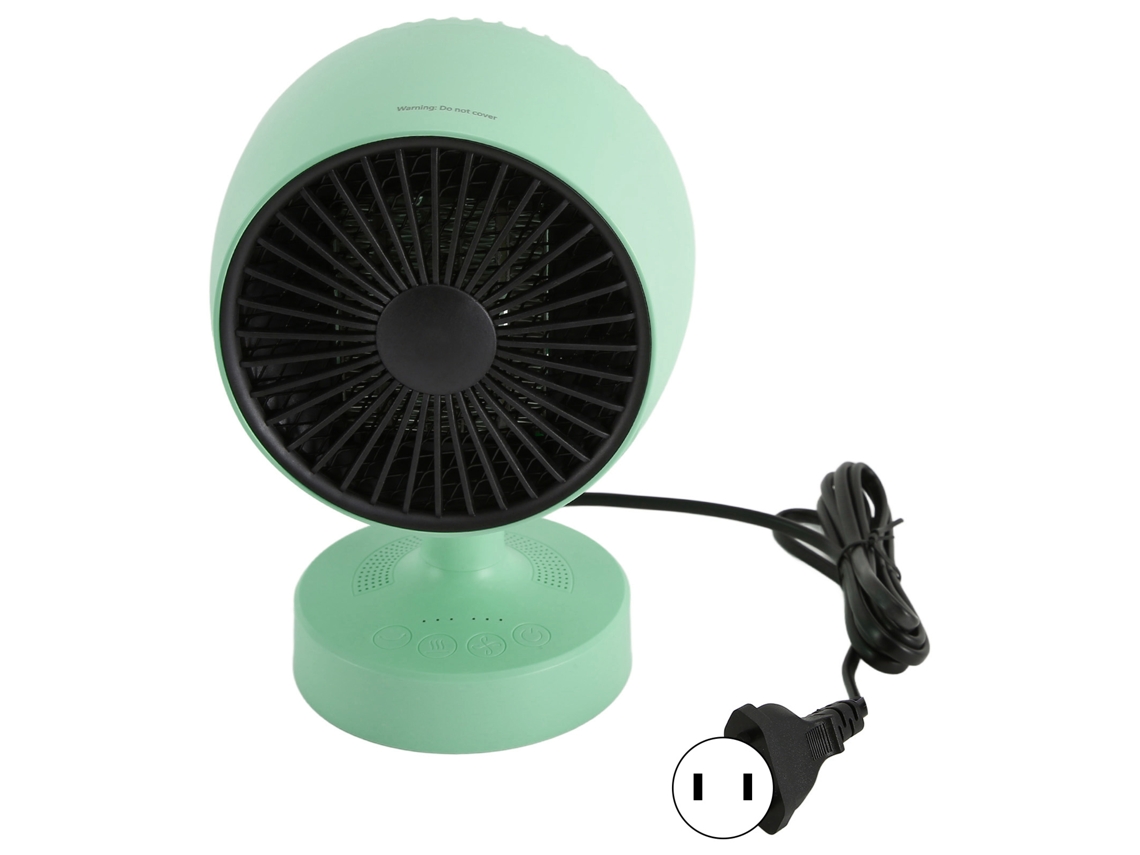 Aquecedor de Mesa Portátil Mini com Função Frio e Quente Ângulo Ajustável 100‑240v Us Plug Verde