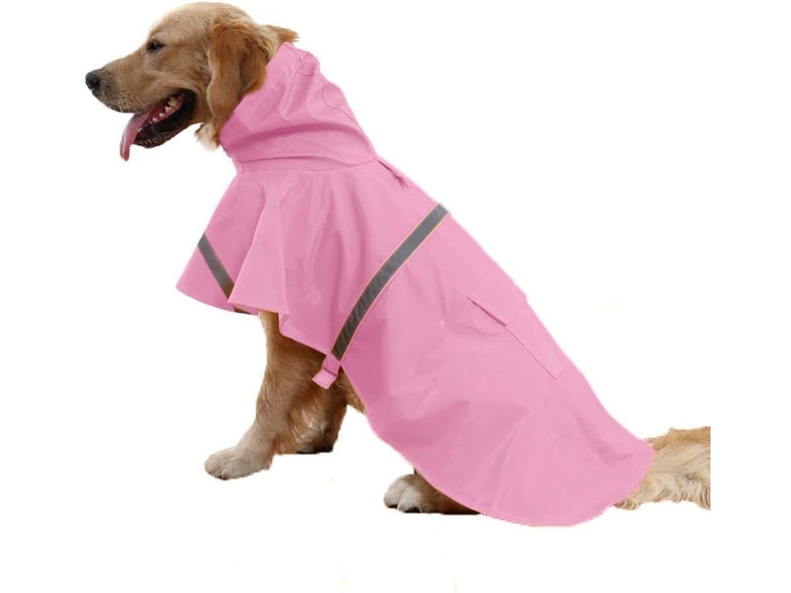 Capa De Chuva Canina, Com Capuz, Impermeável, Ajustável, Em Pu