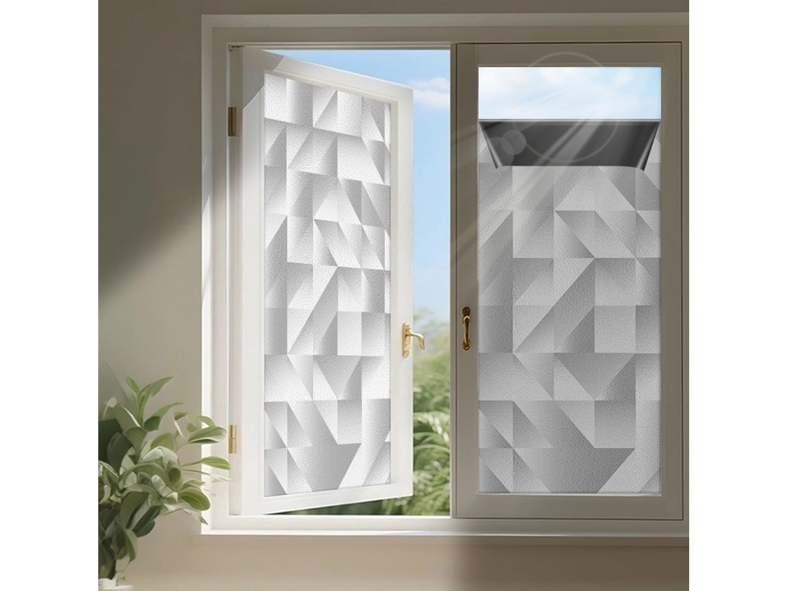 Cinza Resistente Película Privacidade Triangular Janelas, Filtro Eletrostático Opaca Blackout Banheiro, Coz...