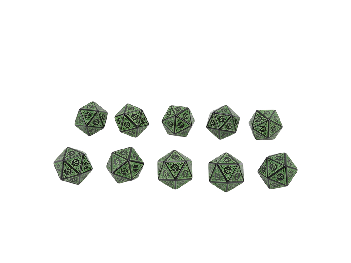Rebe-10pcs Set De Dados Poliédricos Grabado Fino Portátil Para Juegos De Rol Fiesta Tablero Dados De 20 Caras
