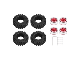 Mali aro de Roda Beadlock 1.0 com Pneus 6 Buracos de Liga de Alumínio para Carro Rc Crawler 1/24 Vermelho